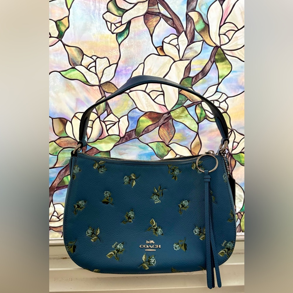 Coach Sutton Shoulder/Crossbody, Blue Floral Print - Picture 2 of 9